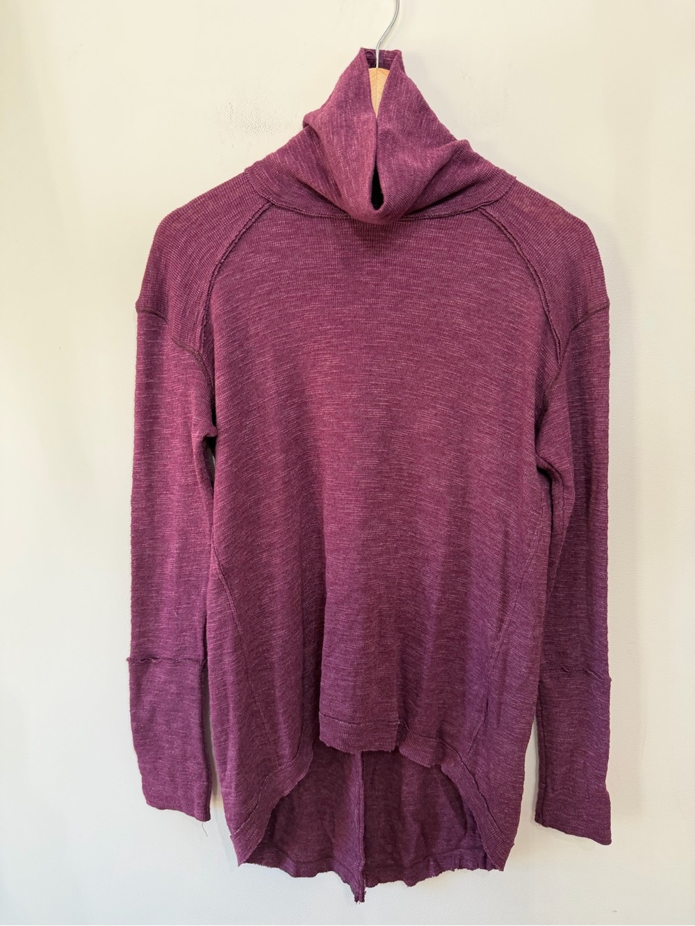 We the Free People Split Back Turtleneck Longline Top High Purple Short Womens S - Picture 2 of 10